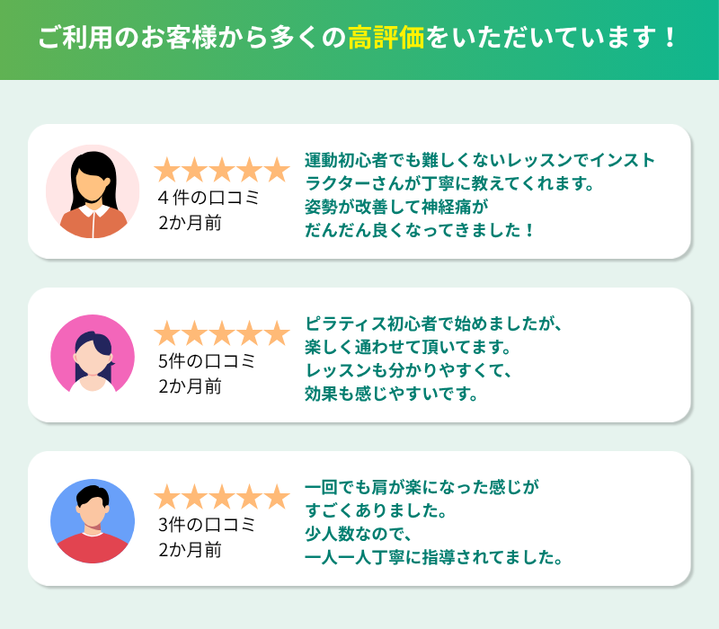 口コミで多くの高評価をいただいています